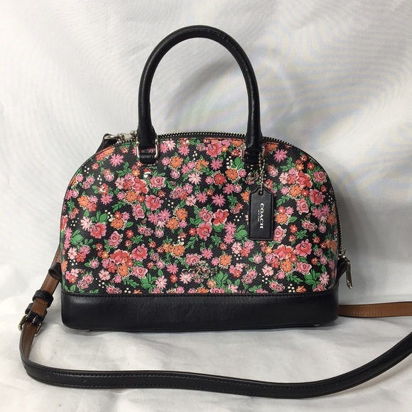 Coach Black Floral Satchel - Picture 1 of 12